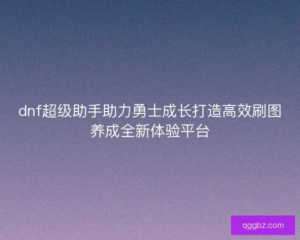 dnf超级助手助力勇士成长打造高效刷图养成全新体验平台